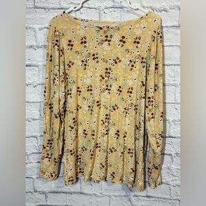 Laurie Felt Floral Long Sleeve Top, sz Medium